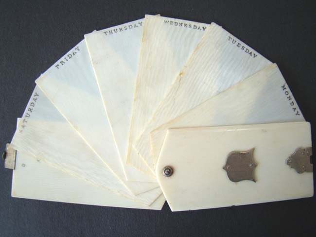 A Civil War era folding ivory pocket diary circa 1860.
